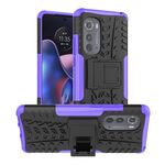 Per Motorola Edge 2022 Tyre Texture TPU + custodia per PC con supporto (viola)