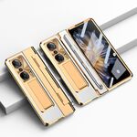 Custodia per telefono con cerniera a copertura totale integrata per Honor Magic Vs con stilo (oro + bianco)