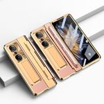 Custodia per telefono con cerniera a copertura totale integrata per Honor Magic Vs con stilo (oro + rosa)