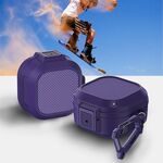 Custodia in silicone per auricolari wireless con interruttore e moschettone per Samsung Galaxy Buds Live / Buds2 / Buds Pro / Buds2 Pro (viola)