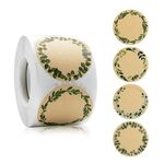 5 rotoli di carta kraft fiore pianta adesivo confezione regalo decorazione adesivo, dimensioni: 5,0 cm (B-91-50)