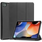 Per Blackview Oscal Pad 10 Custodia per tablet in pelle con supporto a 3 pieghe Custer Pure Color (nero)