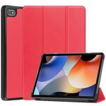Per Blackview Oscal Pad 10 Custodia per tablet in pelle con supporto a 3 pieghe Custer Pure Color (rosso)
