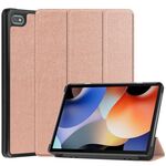 Per Blackview Oscal Pad 10 Custer Pure Color 3-Fold Holder Custodia per tablet in pelle intelligente (oro rosa)