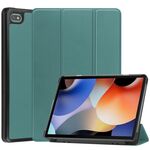 Per Blackview Oscal Pad 10 Custer Pure Color 3-Fold Holder Custodia per tablet in pelle intelligente (verde scuro)