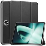 Per OnePlus Pad Custer Pure Color 3-Fold Holder Custodia per tablet in pelle intelligente (nero)