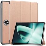 Custodia per tablet in pelle intelligente con supporto a 3 pieghe in puro colore per OnePlus Pad Custer (oro rosa)