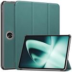 Per OnePlus Pad Custer Pure Color 3-Fold Holder Custodia per tablet in pelle intelligente (verde scuro)