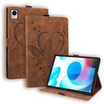 Per Realme Pad Mini Custodia per tablet in pelle con motivo a farfalla Love da 8,7 pollici con supporto e sonno (marrone)