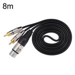 Cavo audio stereo da XLR femmina a 2RCA maschio, lunghezza: 8 m
