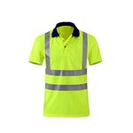 T-shirt riflettente ad asciugatura rapida Camicia da lavoro di sicurezza a maniche corte con risvolto, taglia: XXL (giallo fluorescente)