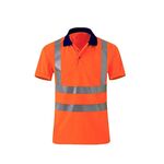 T-shirt riflettente ad asciugatura rapida Camicia da lavoro di sicurezza a maniche corte con risvolto, taglia: XXXXL (arancione rosso)