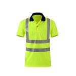 T-shirt riflettente ad asciugatura rapida Camicia da lavoro di sicurezza a maniche corte con risvolto, taglia: XXXXL (giallo fluorescente)