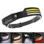 W689-3 rosso bianco caldo USB ricaricabile sensore di movimento faro COB torcia da pesca all'aperto