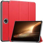Per OPPO Pad 2 11,6 pollici Custer Pure Color 3-Fold Holder Custodia per tablet in pelle intelligente (rosso)