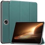Per OPPO Pad 2 11,6 pollici Custer Pure Color 3-Fold Holder Custodia per tablet in pelle intelligente (verde scuro)
