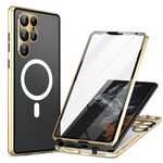 Per Samsung Galaxy S22 Ultra 5G Lens Protector Custodia per telefono magnetica a doppia faccia MagSafe (oro)