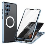 Per Samsung Galaxy S22 Ultra 5G Lens Protector Custodia per telefono magnetica a doppia faccia MagSafe (blu)