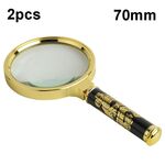 Lente d'ingrandimento portatile per libri di lettura per anziani 2 pezzi, diametro: 70 mm (manico rimovibile)