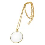 Lente d'ingrandimento per collana con lenti in vetro a specchio con espansione rotonda a catena in metallo (oro)