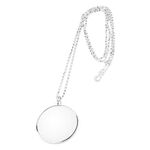 Lente d'ingrandimento per collana con lenti in vetro a specchio con espansione rotonda a catena in metallo (argento)