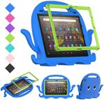 Per Amazon Kindle Fire HD10 2021 Octopus Style EVA + Custodia per tablet PC con cinturino (blu)
