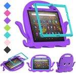 Per Amazon Kindle Fire HD10 2021 Octopus Style EVA + Custodia per tablet PC con cinturino (viola)