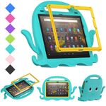 Per Amazon Kindle Fire HD10 2021 Octopus Style EVA + Custodia per tablet PC con cinturino (verde glaciale)
