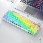 AULA F68 Tastiera meccanica cablata/wireless/Bluetooth personalizzata trasparente a tre modelli RGB collegabile (bianco trasparente)