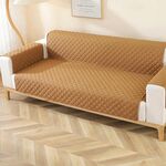 Fodera per divano con motivo a rombi, impermeabile, a doppia faccia, per animali domestici, dimensioni: 250 x 196 cm (caffè giallo).