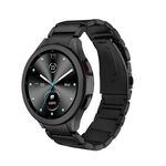 Per Samsung Galaxy Watch5 / Watch5 Pro / Watch4 / Watch4 Cinturino per orologio con fibbia piatta universale in lega di titanio a tre piante (nero)