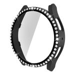 Per Samsung Galaxy Watch5 44mm Singola fila diamante PC + cassa dell'orologio in vetro temperato (nero)