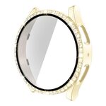 Per Samsung Galaxy Watch5 44mm Singola fila diamante PC + cassa dell'orologio in vetro temperato (oro)