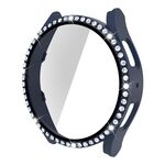 Per Samsung Galaxy Watch5 44 mm PC a fila singola con diamanti + cassa dell'orologio in vetro temperato (blu notte)