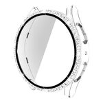 Per Samsung Galaxy Watch5 44mm Single Row Diamond PC + cassa dell'orologio in vetro temperato (trasparente)