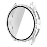 Per Samsung Galaxy Watch5 44mm Singola fila diamante PC + cassa dell'orologio in vetro temperato (argento)