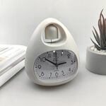 GH809 Sveglia da tavolo per bambini a forma di uovo Orologio da comodino carino con campanello (bianco)