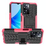 Per OPPO A57 4G Tire Texture TPU + custodia per telefono PC con supporto (rosa)