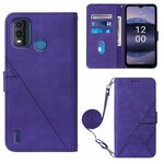 Per Nokia G11 Plus Custodia per cellulare in pelle a conchiglia in rilievo 3D a tracolla (viola)