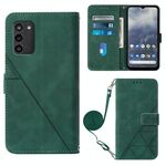 Per Nokia G100 Crossbody 3D goffrato custodia in pelle flip (verde scuro)