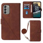 Per Nokia G400 Crossbody 3D goffrato custodia in pelle flip (marrone)