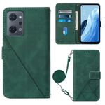 Per OPPO Reno7 A JP Edition Crossbody 3D Custodia in pelle Flip in rilievo (verde scuro)