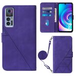 Per TCL 30 5G / 30+ 5G Crossbody 3D Custodia in pelle con vibrazione in rilievo (viola)