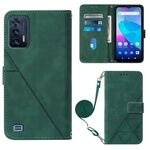 Per Oukitel C31 Crossbody 3D Custodia per cellulare in pelle goffrata (verde scuro)