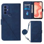 Per Sharp Aquos V6 Plus / V6 Crossbody 3D goffrato custodia per telefono in pelle flip (blu)