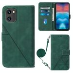 Per UMIDIGI G1 Crossbody 3D Custodia in pelle Flip in rilievo (verde scuro)