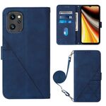 Per UMIDIGI Power 7 Max Crossbody 3D Custodia per cellulare in pelle goffrata (blu)