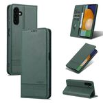 Per Samsung Galaxy A14 5G AZNS Custodia per telefono in pelle a conchiglia con struttura in vitello magnetico (verde scuro)