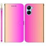 Per Realme C33 Custodia per telefono in pelle con superficie a specchio imitata (colore sfumato)