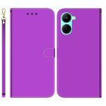 Per Realme C33 Custodia per telefono in pelle con superficie a specchio imitata (viola)